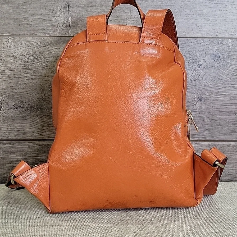 Anna Paola Orange Woven Leather Backpack Shoulder Bag